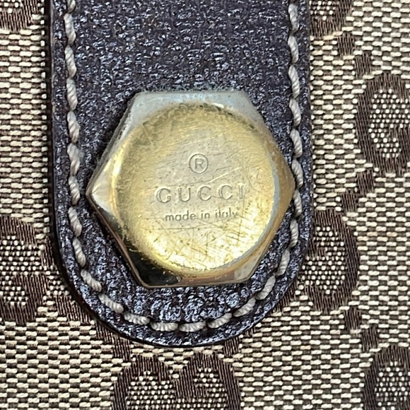 Gucci Monogram GG Small Charmy Tote Bag Brown Bolt Hardware Accent Luxury - Picture 9 of 17